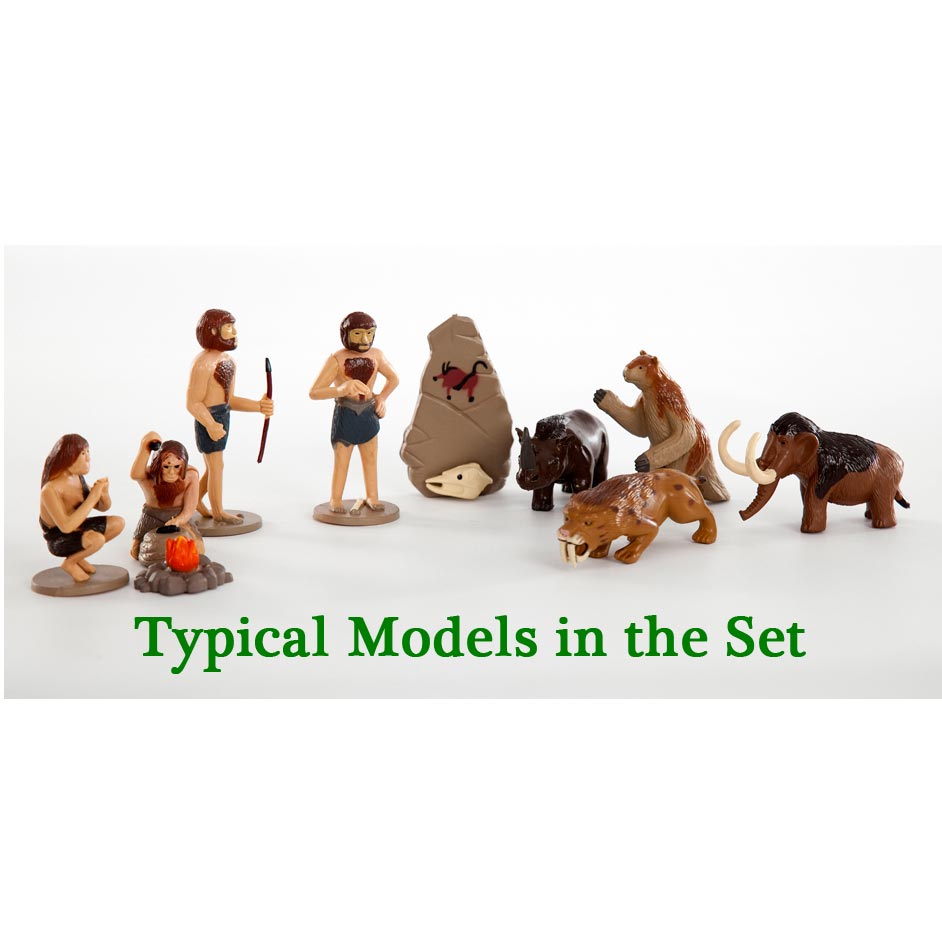 Ice Age prehistoric animals and cavemen play set.