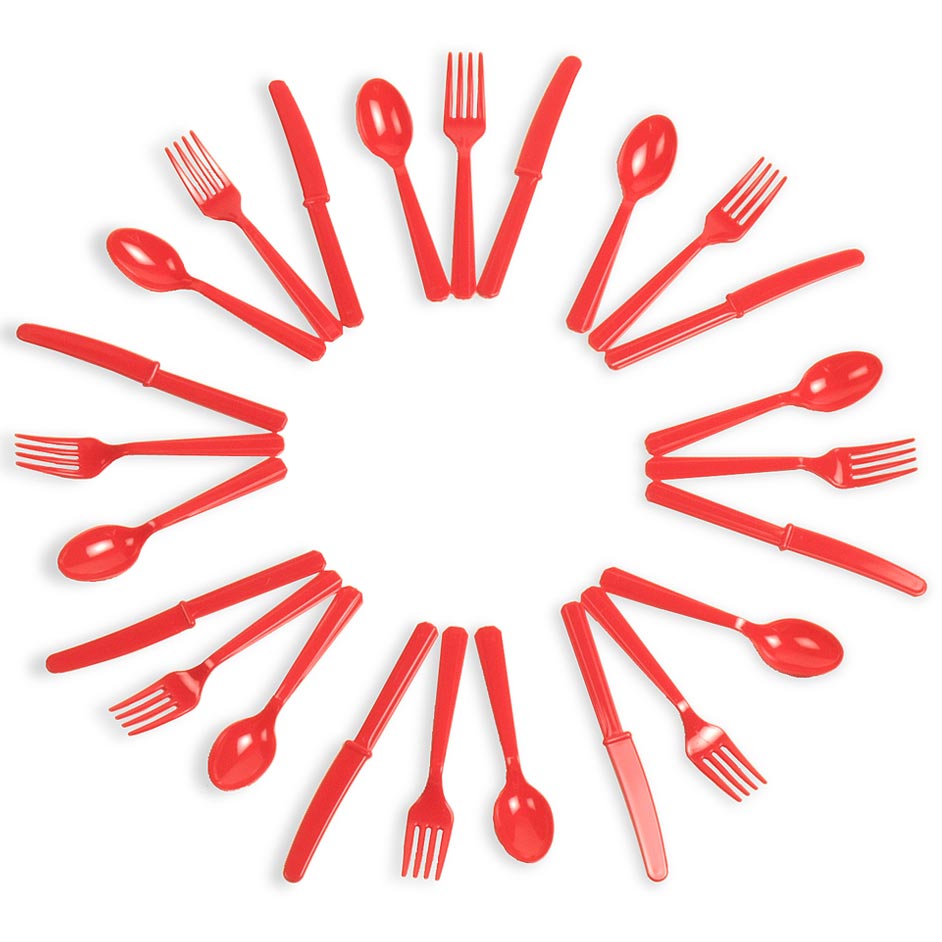 Plastic Cutlery (T. rex Red)