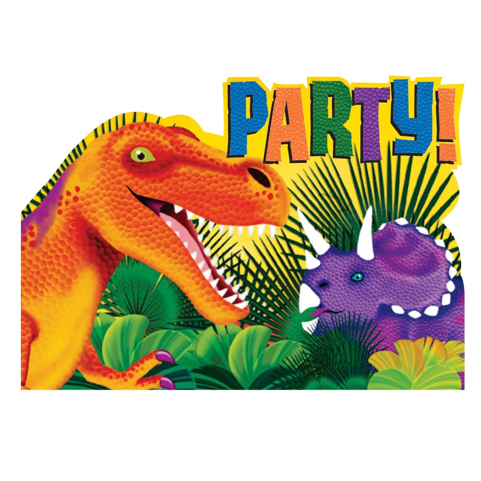 Folded Invitations (Dinosaur Party Supplies)