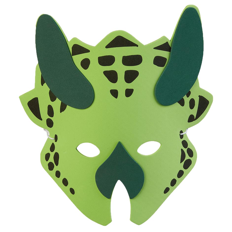 Green horned dinosaur mask.