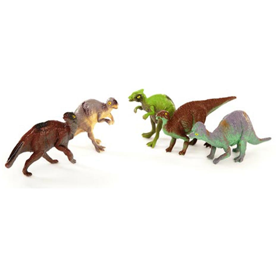Set of five dinosaur models.