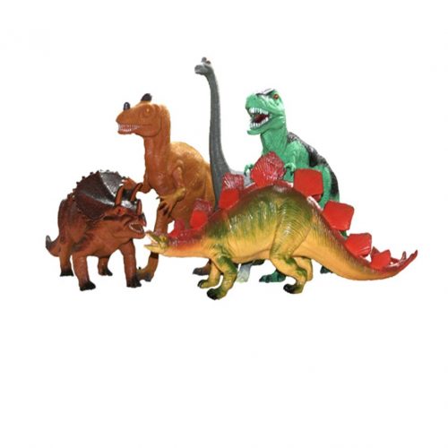 A set of large dinosaur models.