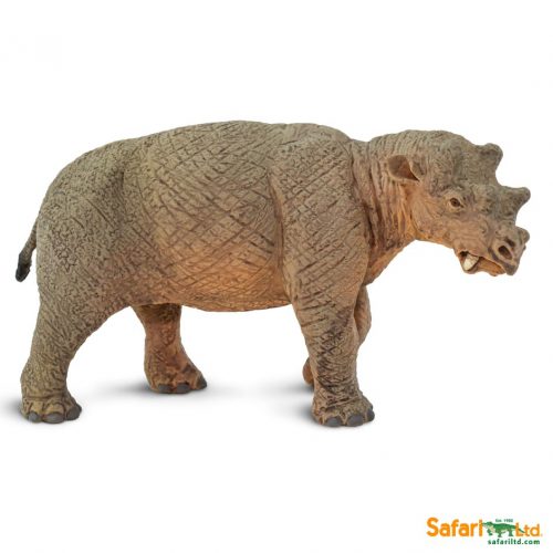 Wild Safari Prehistoric World Uintatherium model.