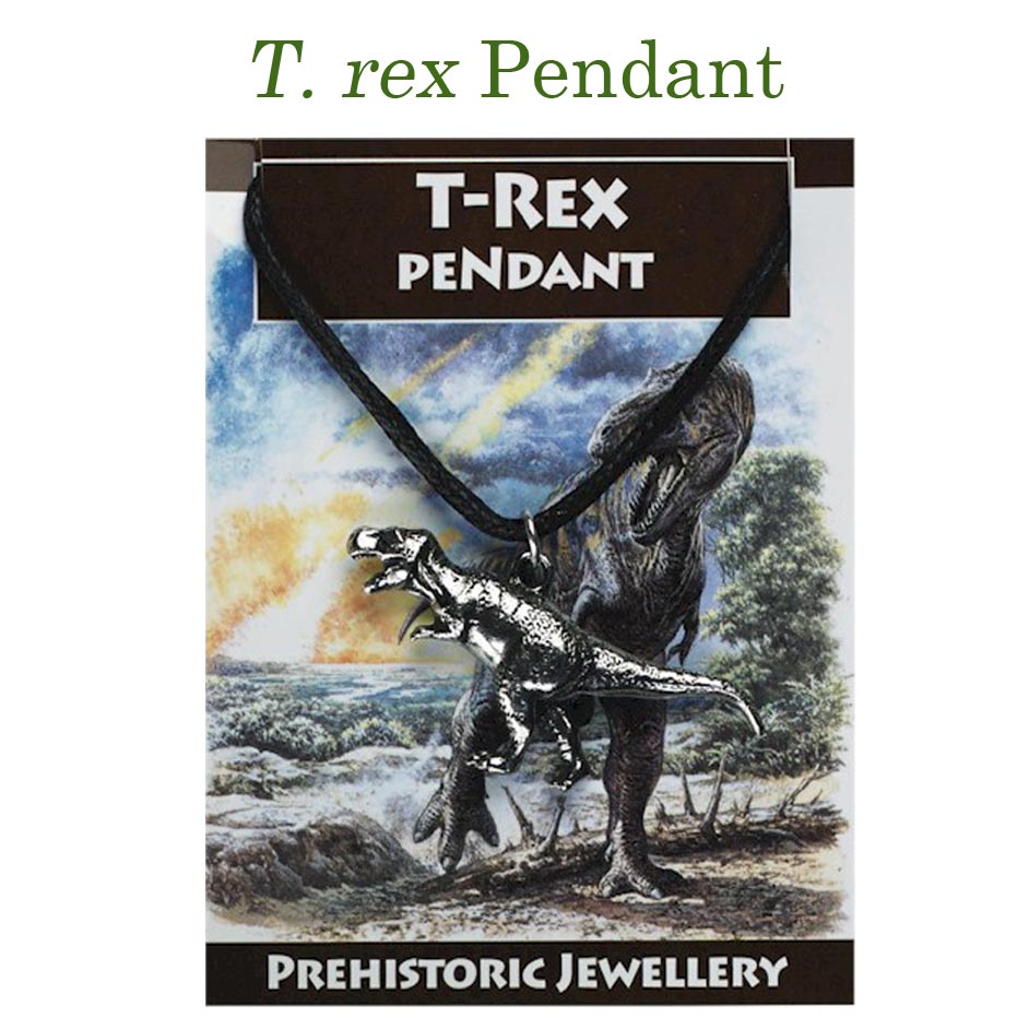 Antique finish T. rex dinosaur pendant.