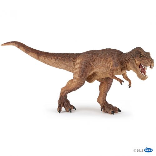 Papo brown running Tyrannosaurus rex dinosaur model.