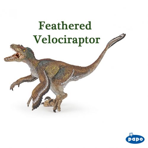Papo feathered Velociraptor dinosaur model