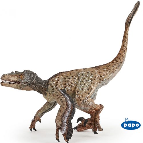 Papo feathered Velociraptor dinosaur model