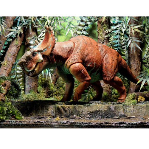 Beasts of the Mesozoic Pachyrhinosaurus lakustai with jungle background.