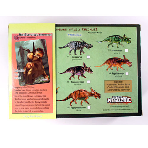 Beasts of the Mesozoic Wendiceratops product packaging - rear