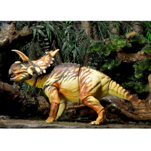 Xenoceratops dinosaur model in lateral view.