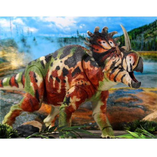 Beasts of the Mesozoic Sinoceratops zhuchengensis (background).