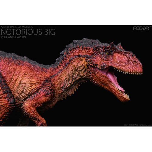Rebor Saurophaganax dinosaur model in lateral view.