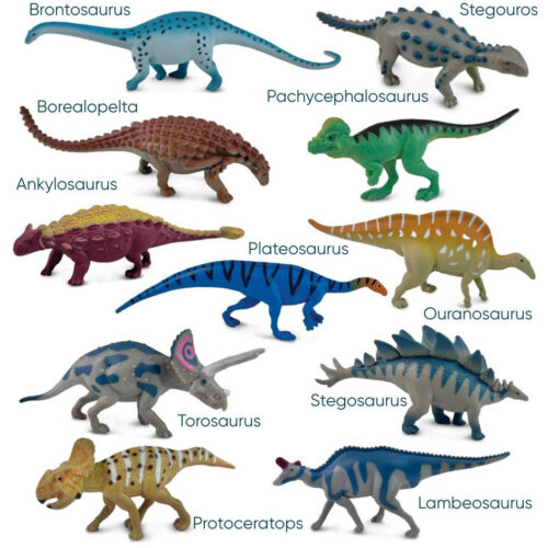 A guide to the eleven dinosaur figures in the Toob.